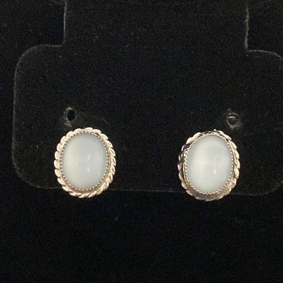 Jewelry Sterling Silver Cats Eye Glass Screw Back Earrings Poshmark